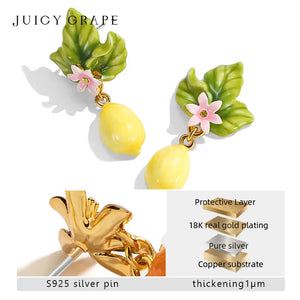 Lemon Enamel 18k Gold Earrings