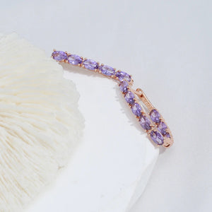 Purple Oval - Rose Gold Earrings