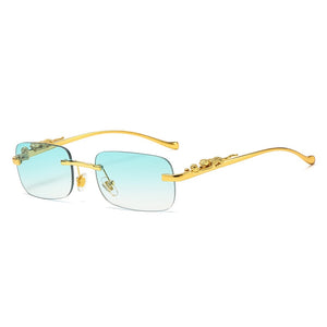 Leopard Frame - Rimless Rectangle Sunglasses