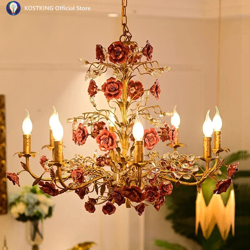 Vintage French-Rose Chandelier