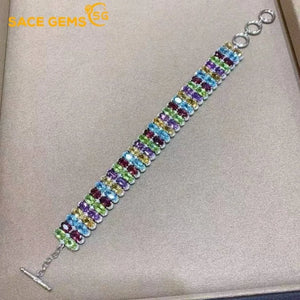 Natural Crystal/Topaz (925 Sterling Silver) Bracelet