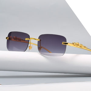 Leopard Frame - Rimless Rectangle Sunglasses