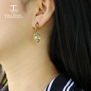 Natural green Amethyst Gemstone Earrings