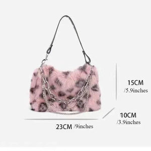 Leopard/Plush Design Handbag