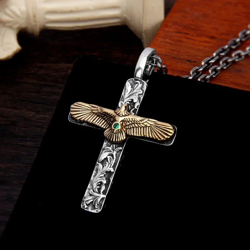 Retro Eagle S925 Sterling Cross Pendant