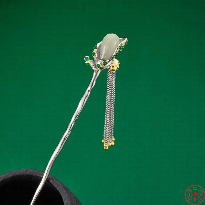 Orchid Jade (S925 Sterling) Hairpin