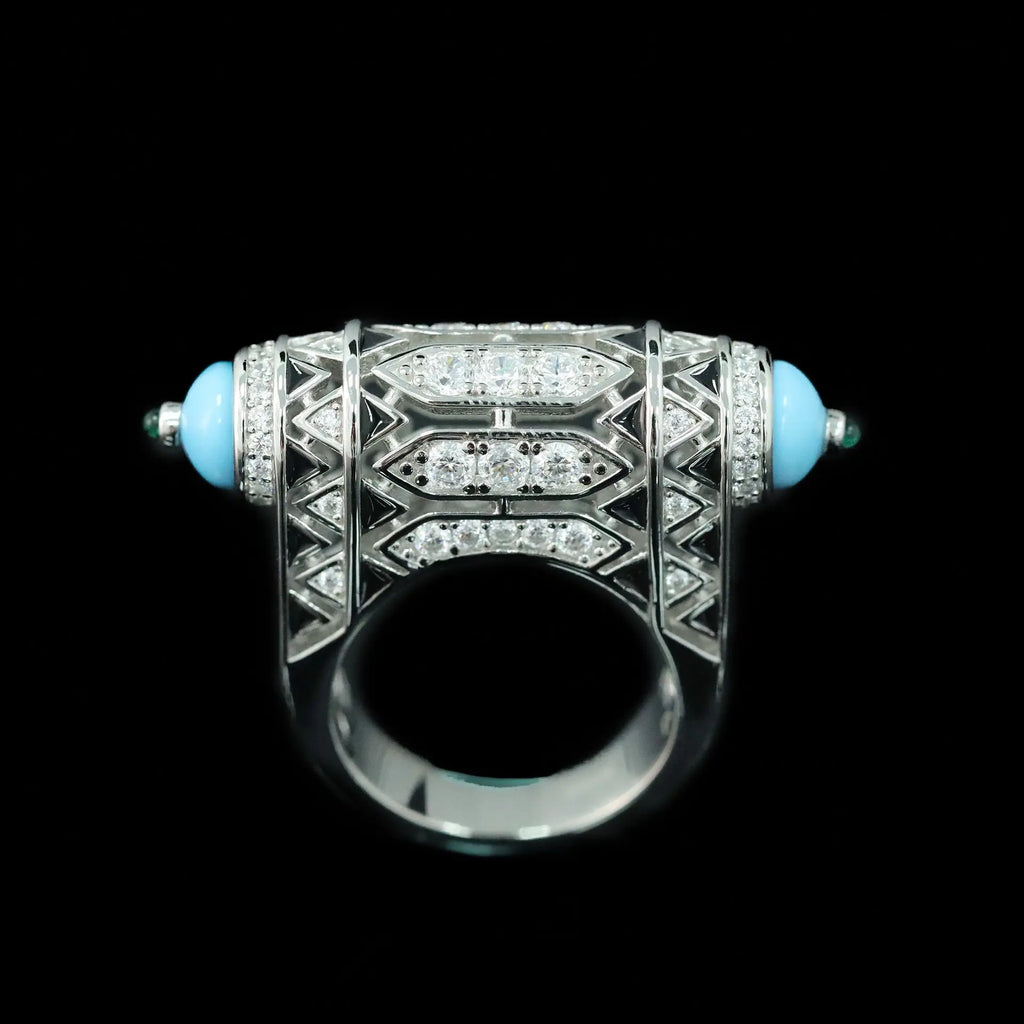 Sapphire/Blue Turquoise (925 Sterling Silver)  Ring