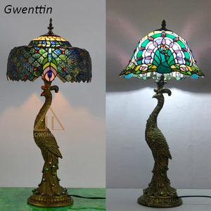 Tiffany Peacock Table Lamps