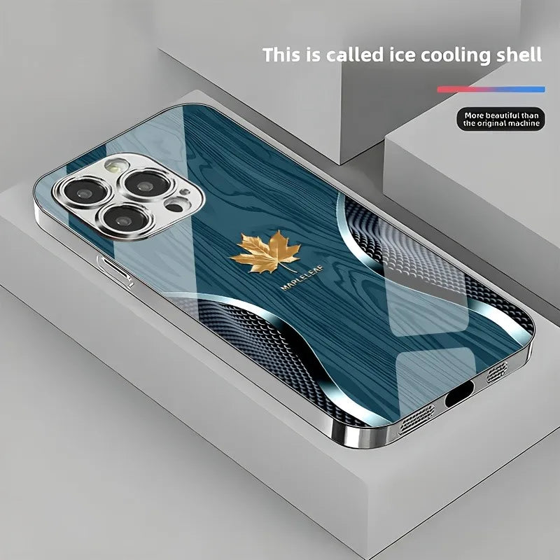 Gold Maple Leaf (Wood Grain) iPhone Cases (11-17)