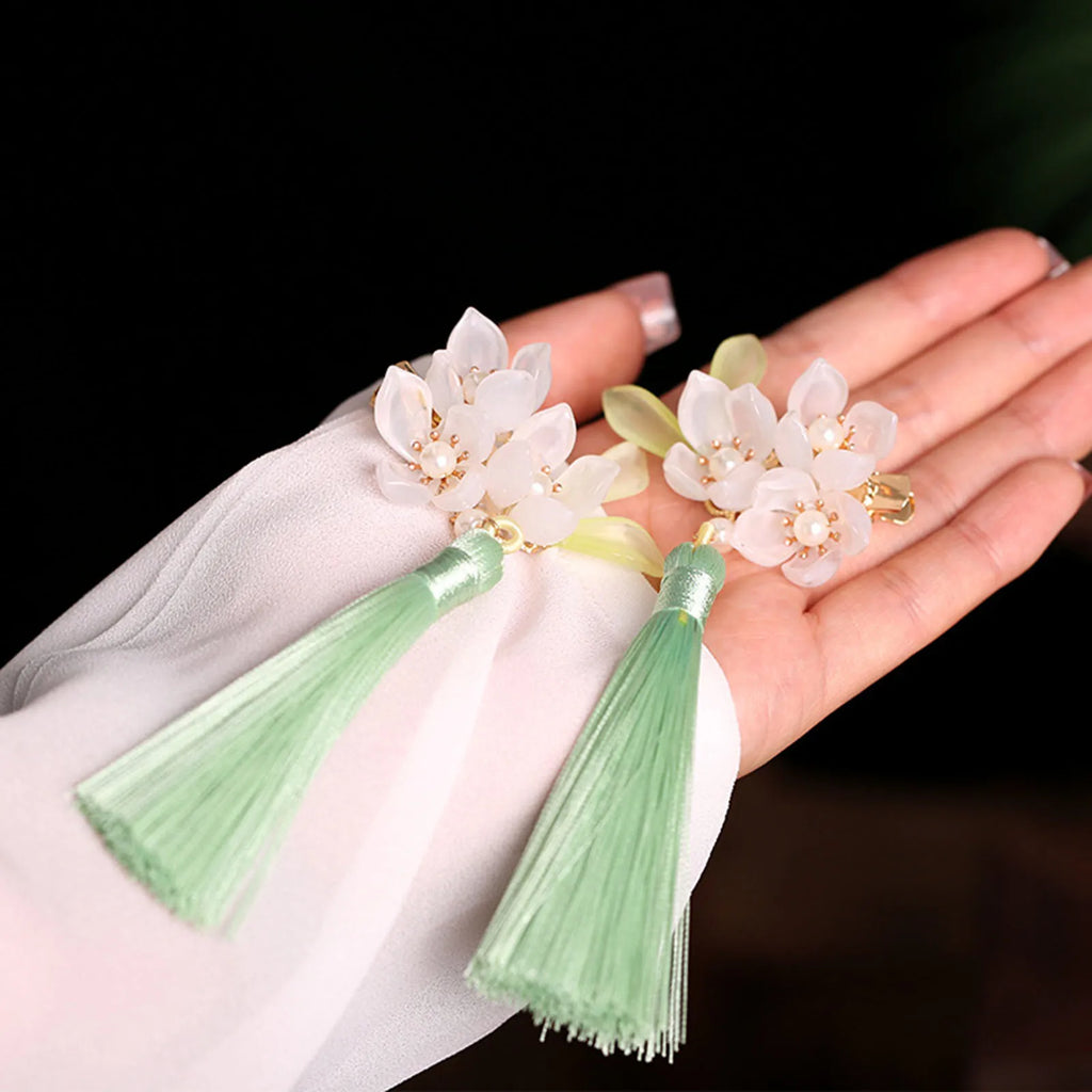 Flower Tassel (Oriental) Hair Clips