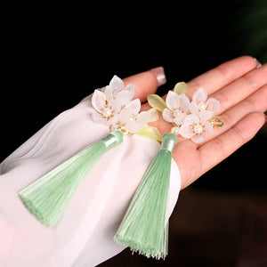 Flower Tassel (Oriental) Hair Clips