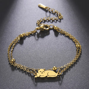 Lying Cat Charm Bracelet