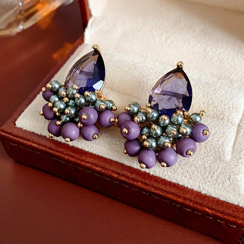Purple Water Drop Earrings