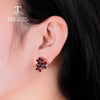 Red Flower - Garnet Earrings