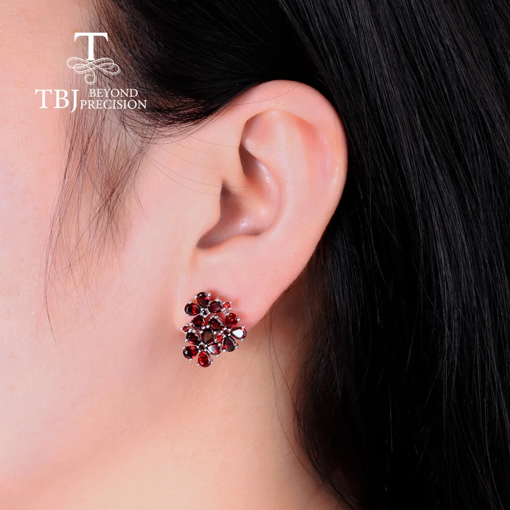 Red Flower - Garnet Earrings