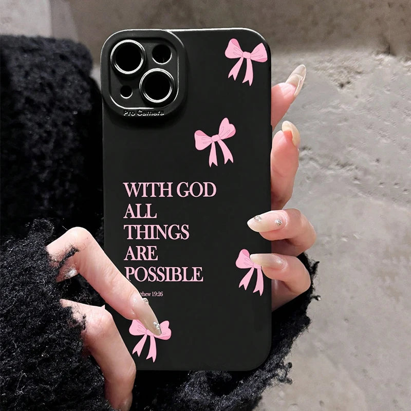 Pink Bow (God Love) iPhone Cases