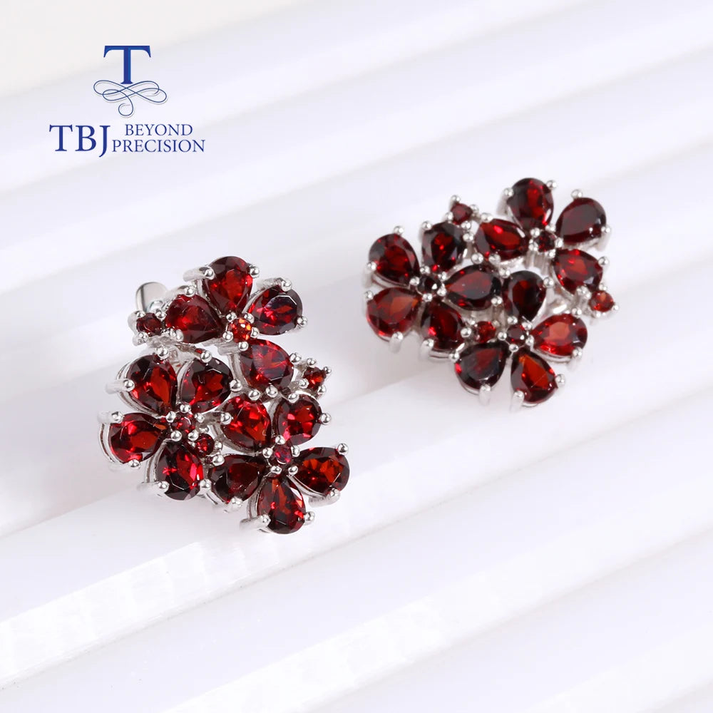 Red Flower - Garnet Earrings