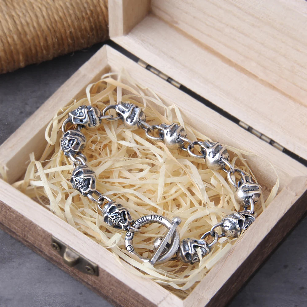 Gothic Skull Necklace/Bracelet (S925 Sterling) USA