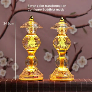 Buddha Crystal Lotus Lamps (pair)