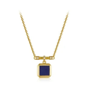 NECKLACE 18k Gold (Malachite Lapis) Gemstone