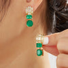 Retro Green Agate 925 Earrings
