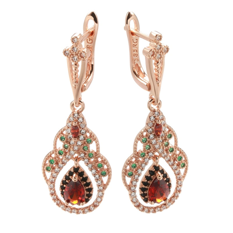 Red Rose Gold - Crystal Earrings