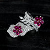 Ruby Rose Flower Ring (100% 925 Sterling Silver)