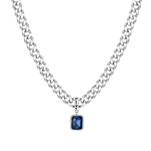 Cuban (Blue Stone) Stainless Necklace