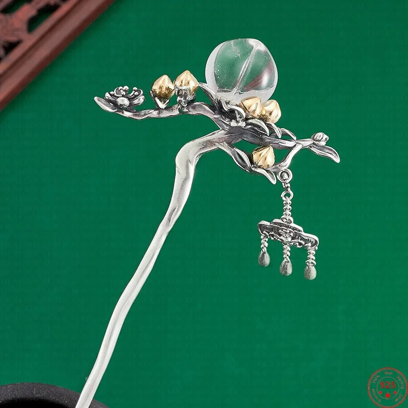 Peach Crystal (S925 Sterling) Hair Stick