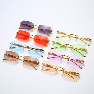 Leopard Frame - Rimless Rectangle Sunglasses