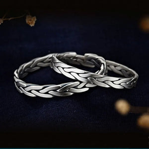 Silver Couple Bracelets (Hand-Woven)