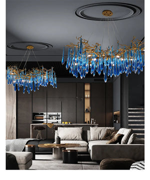 Classic Blue/Gold Lustre Chandelier