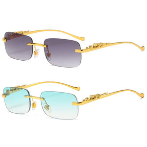 Leopard Frame - Rimless Rectangle Sunglasses