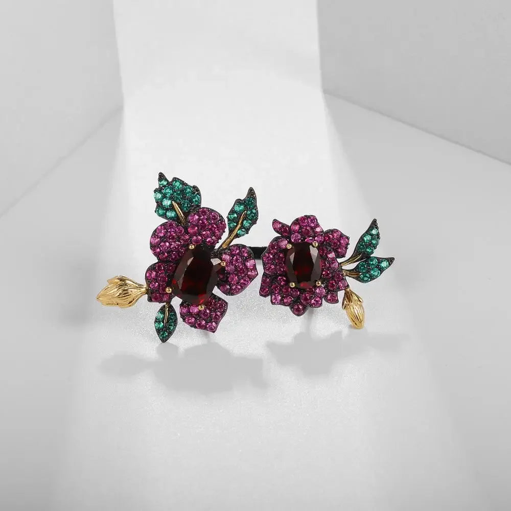 Handmade Garnet (925 Sterling) Flower Rings (USA)