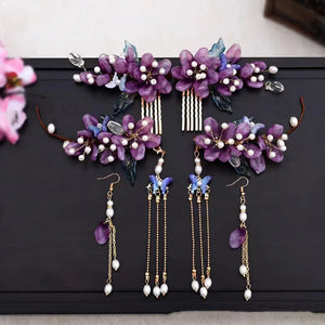 Fairy (Purple) Flower Hairpin Set