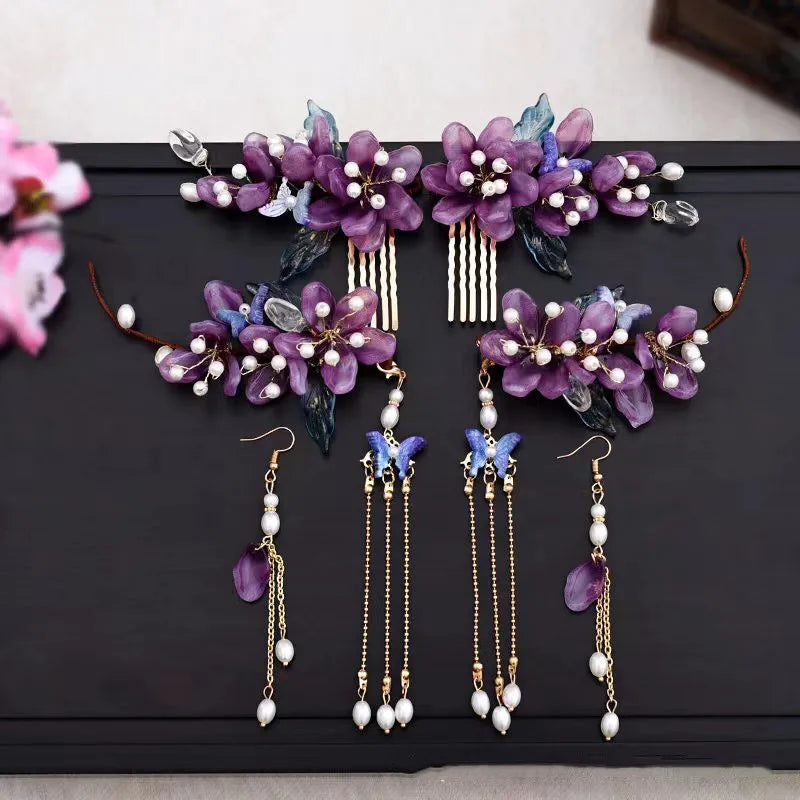 Fairy (Purple) Flower Hairpin Set