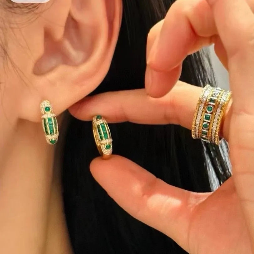 EMERALD/DIAMOND (925 Silver) Jewelry Set