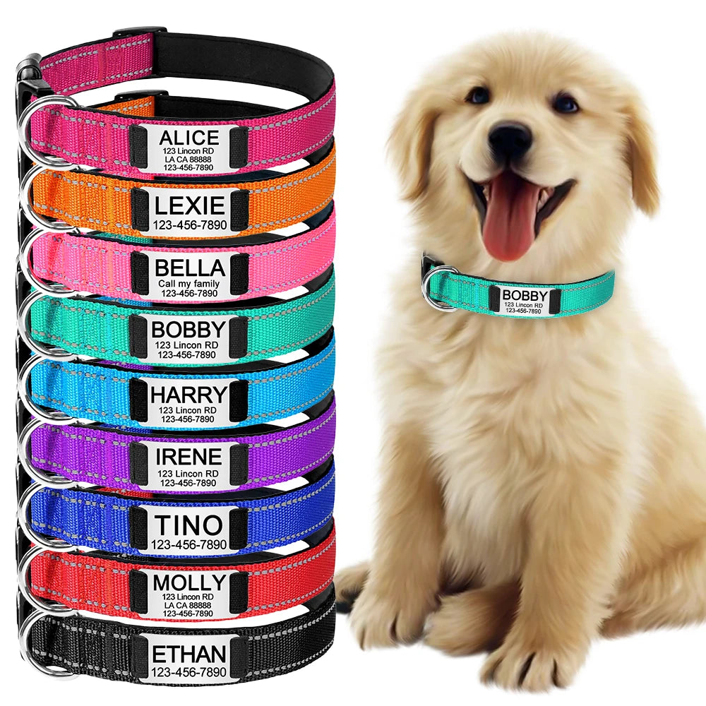 Reflective ID Dog Collars (Adjustable)