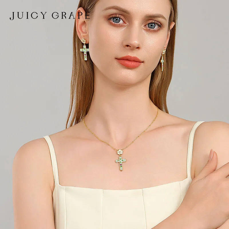 Grape Vine Cross Necklace