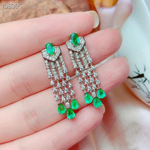 Natural Emerald Jewelry - Sterling Earrings