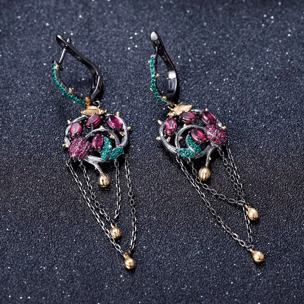 Natural Garnet (925 Sterling) Earrings (USA)