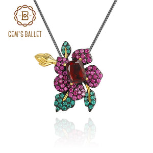 Handmade Garnet (925 Sterling) Flower Necklace (USA)