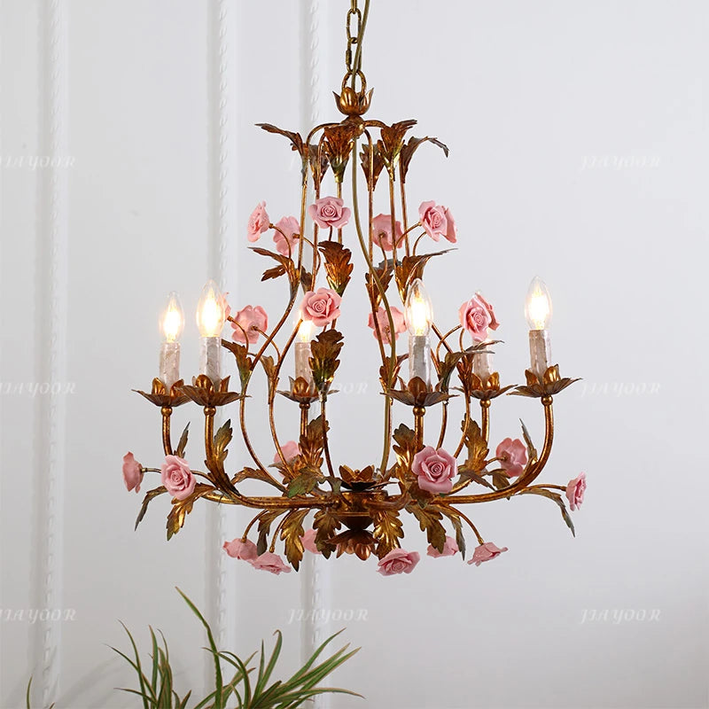 French Garden-Rose Chandelier