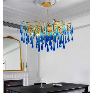Classic Blue/Gold Lustre Chandelier