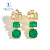 Retro Green Agate 925 Earrings