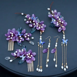 Fairy (Purple) Flower Hairpin Set