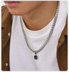 Cuban (Blue Stone) Stainless Necklace