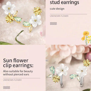 Sun Flower S925 Silver (Clip Earrings)