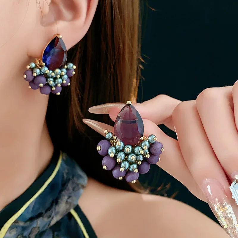 Purple Water Drop Earrings