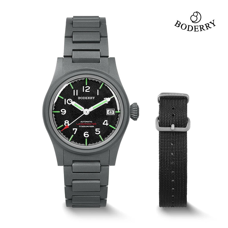 Boderry (Titanium Auto) Seiko Sports Watch (100M Waterproof)